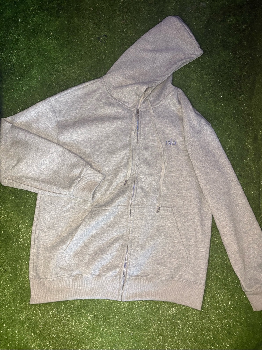 ALO Yoga Light Gray Full-Zip Hoodie